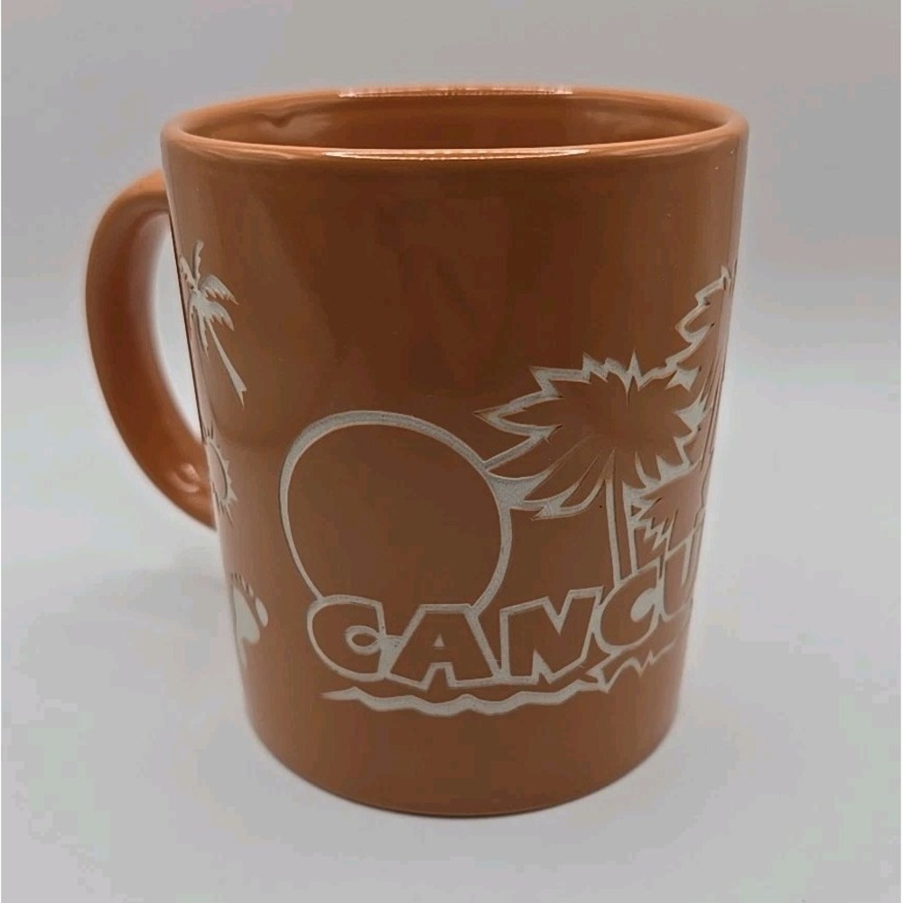 New NWOB Vintage Vtg Cancun Mexico Etched Coffee Cocoa Tea Mug Souvenir Novelty